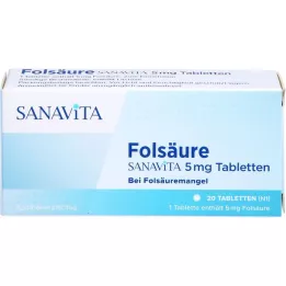 FOLSÄURE SANAVITA 5 mg-os tabletta, 20 db