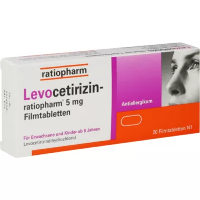 LEVOCETIRIZIN-ratiopharm 5 mg filmtabletta, 20 db