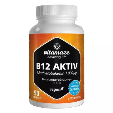 B12 AKTIV 1000 µg vegán tabletta, 90 db