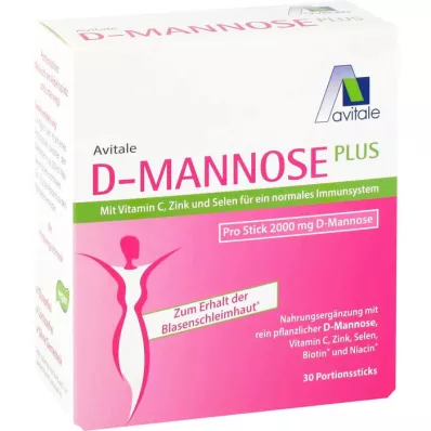 D-MANNOSE PLUS 2000 mg pálcika vitaminokkal és ásványi anyagokkal, 30X2.47 g