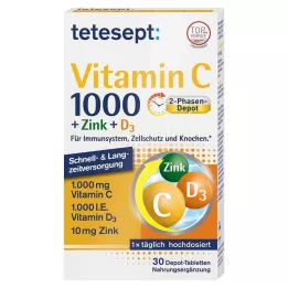 TETESEPT C-vitamin 1,000+Cink+D3 1,000 NE tabletta, 30 db