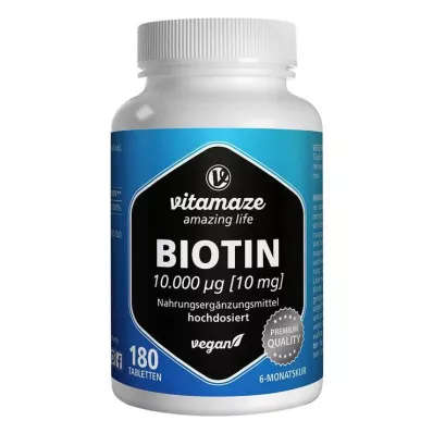 BIOTIN 10 mg-os nagy dózisú vegán tabletta, 180 db