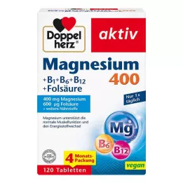 DOPPELHERZ Magnézium 400+B1+B6+B12+Folsav tbl, 120 db