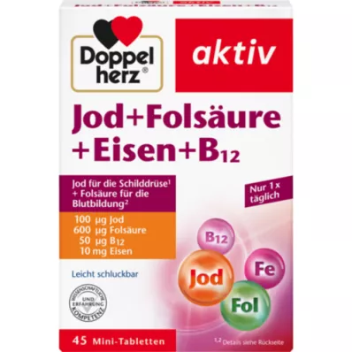 DOPPELHERZ Jód+folsav+vas+B12 tabletta, 45 db