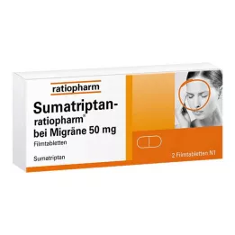 SUMATRIPTAN-ratiopharm migrénre 50 mg filmtabletta, 2 db