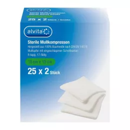 ALVITA Steril gézborogatás 10x10 cm, 25X2 db