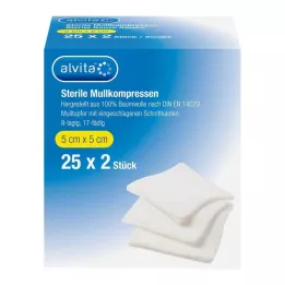 ALVITA Steril gézborogatás 5x5 cm, 25X2 db