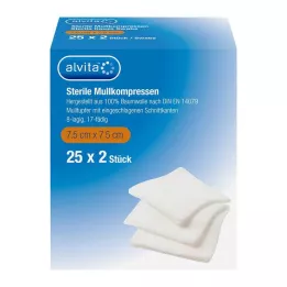 ALVITA Steril 7,5x7,5 cm-es gézborogatás, 25X2 db