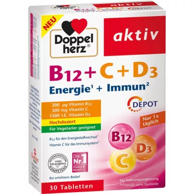 DOPPELHERZ B12+C+D3 Depot aktív tabletta, 30 db