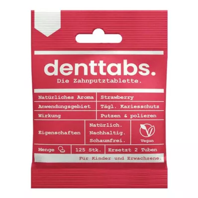Denttabs Kids Strawberry fluor nélkül, 125 db