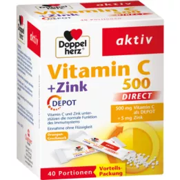 DOPPELHERZ C-vitamin 500+Cink Depot DIRECT Pellet, 40 db