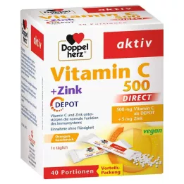 DOPPELHERZ C-vitamin 500+Cink Depot DIRECT Pellet, 40 db