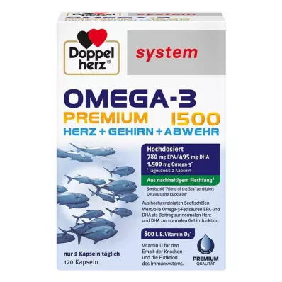 DOPPELHERZ Omega-3 Premium 1500 rendszerű kapszula, 120 kapszula