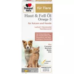 DOPPELHERZ állatok bőrére&amp;Szőrmeolaj kutyák/macskák számára, 250 ml