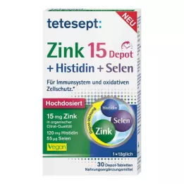 Tetesept Zinc 15 Depot + hisztidin + szelén filmtabletta, 30 db