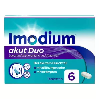 Imodium akut Duo - akut hasmenés és puffadás esetén, 6 tabletta