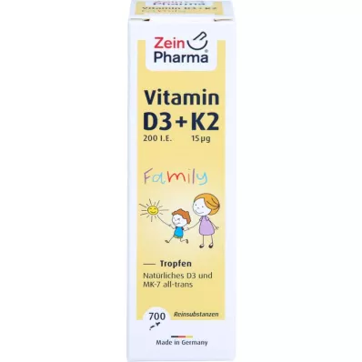 VITAMIN D3+K2 MK-7 minden transz Családi csepegtetés, 20 ml