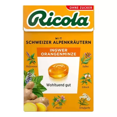 Ricola cukor nélkül doboz gyömbéres narancsos mentás cukorka, 50 g