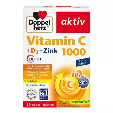 Doppelherz Vitamin C 1000 + D3 + Cink Depot tabletta, 30 db