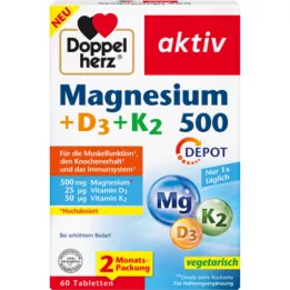 DOPPELHERZ Magnézium 500+D3+K2 Depot tabletta, 60 kapszula