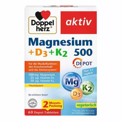 Doppelherz Magnesium 500 + D3 + K2 Depot tabletta, 60 db
