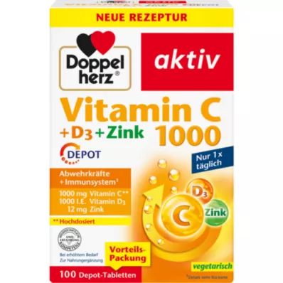 DOPPELHERZ C-vitamin 1000+D3+Cink Depot tabletta, 100 db