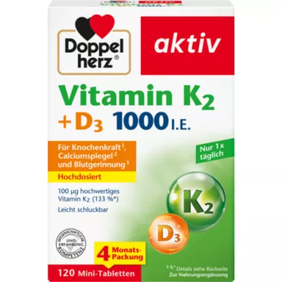 DOPPELHERZ K2+D3-vitamin 1000 NE tabletta, 120 db