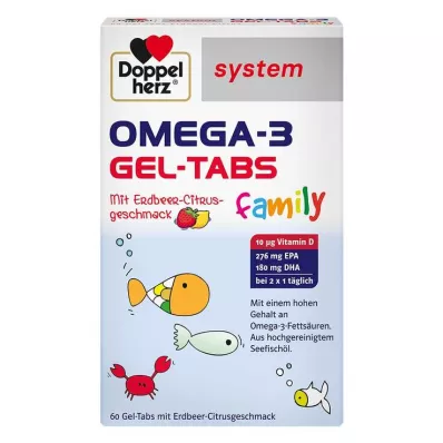 Doppelherz Omega-3 Gel-Tabs család Strawberry Citrus rendszer, 60 db