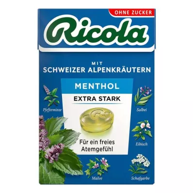 Ricola cukor nélkül doboz mentol extra erős édesség, 50 g