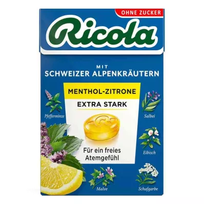 Ricola cukor nélkül doboz mentol citrom extra erős édesség (50 g)