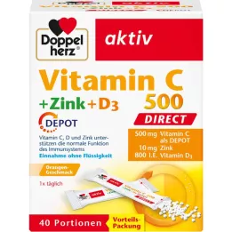 DOPPELHERZ C-vitamin 500+Cink+D3 Depot DIRECT Pel., 40 db
