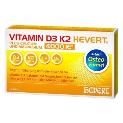 VITAMIN D3 K2 Hevert plus Ca Mg 4000 IE/2 kapszula, 60 db